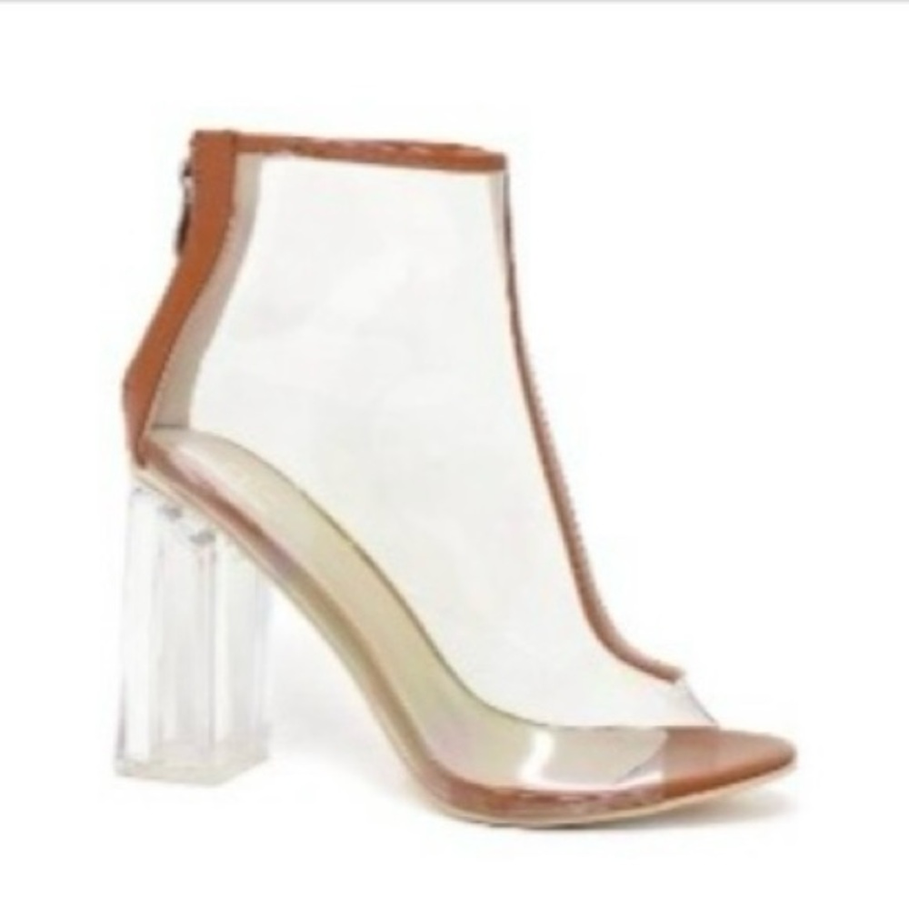 Transparent and Brown Women's Heels